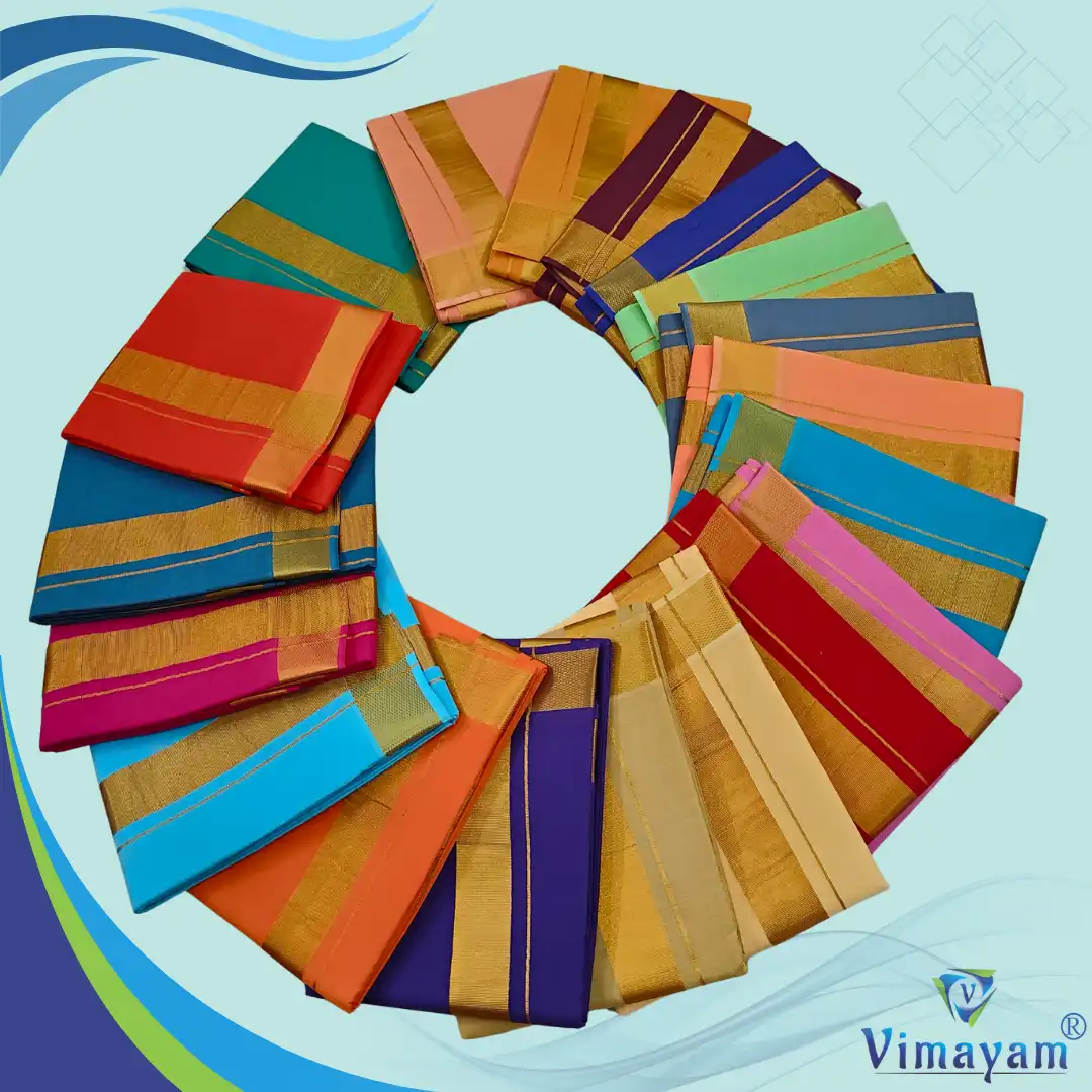 GOLDEN ZARI DHOTIES – COLOUR DHOTIES | Vimayam Dhoties